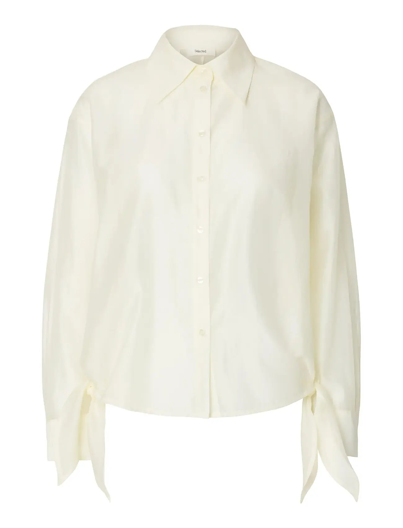 SELECTED Slfiris Relaxed Ls Tie Detail Shirt B Cream - 38 - Damen
