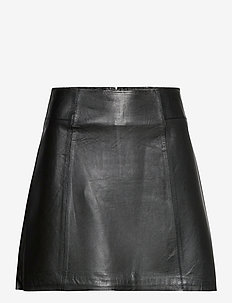 SLFIBI MW LEATHER SKIRT B - nederdele i læder - black