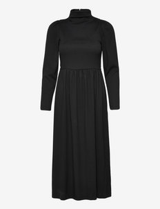 SLFMINNA LS T-NECK MIDI DRESS B - summer dresses - black