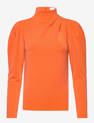 SLFFENJA LS T-NECK TOP B - long sleeved blouses - orangeade