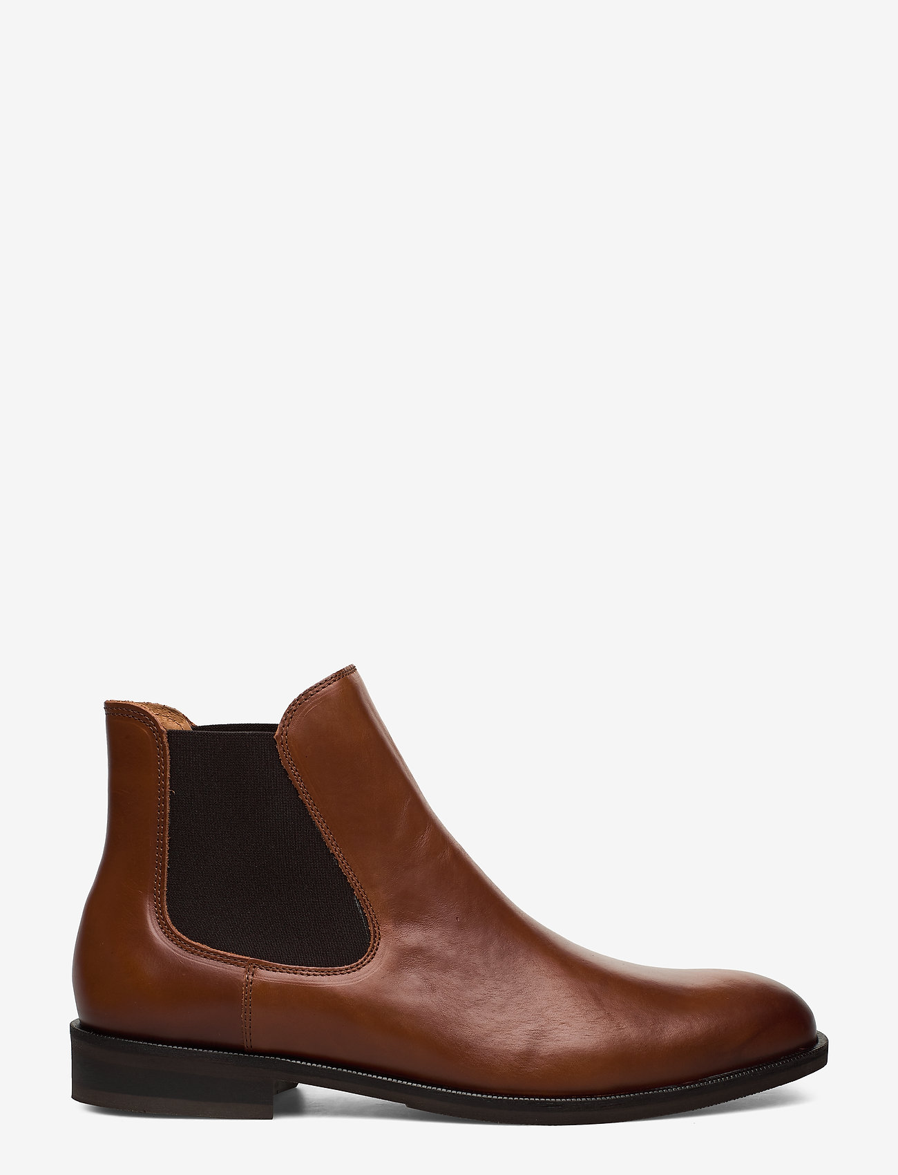 cognac leather chelsea boots