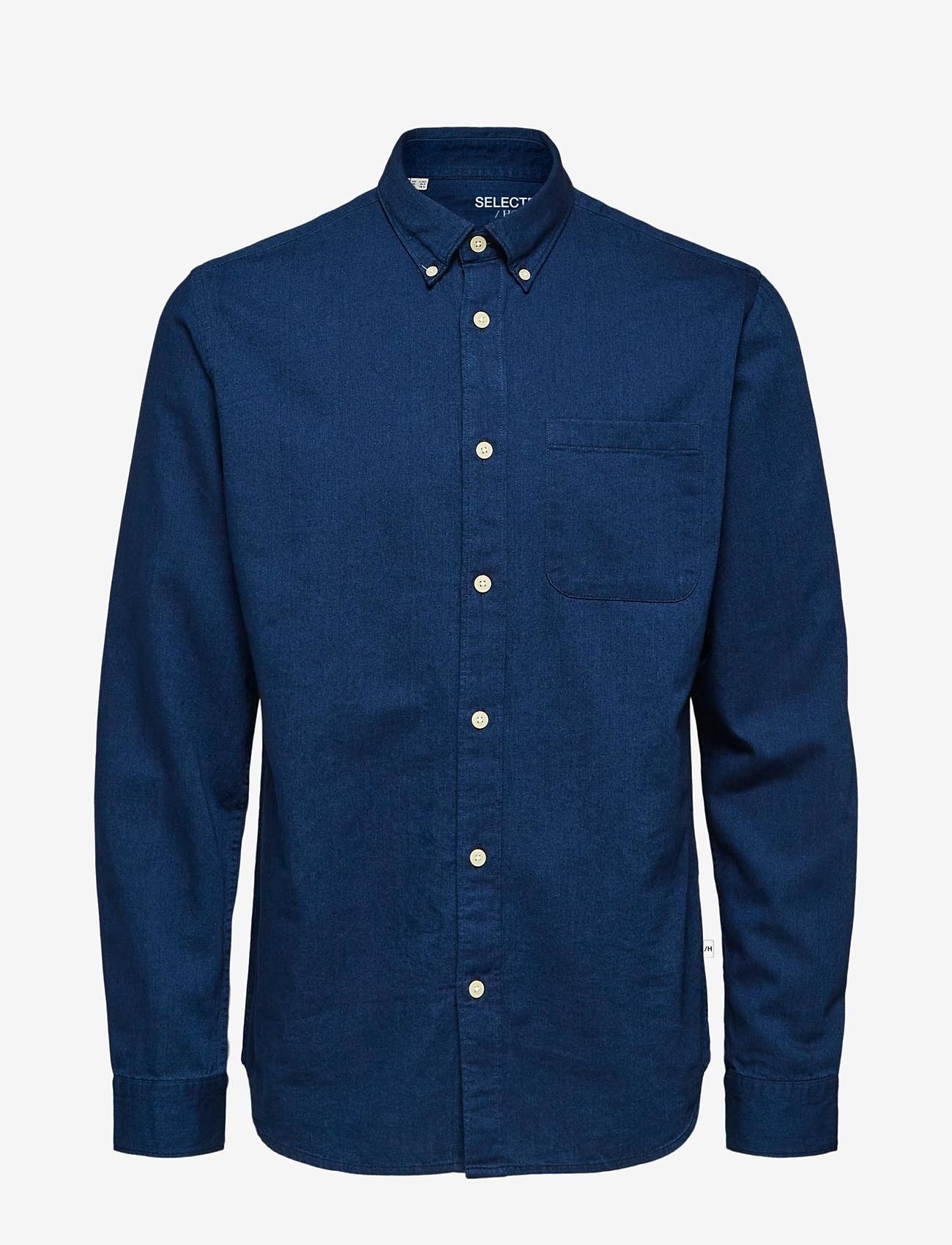 Selected Homme - SLHREGRICK-DENIM SHIRT LS U - basic skjorter - dark blue denim - 0