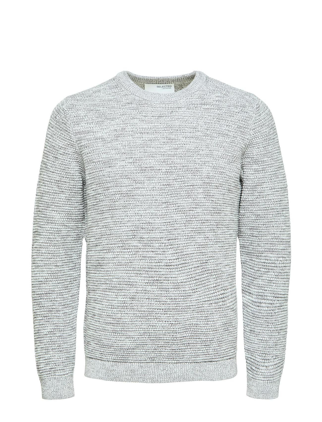 Slhvince Ls Knit Bubble Crew Neck Noos Grey Selected Homme