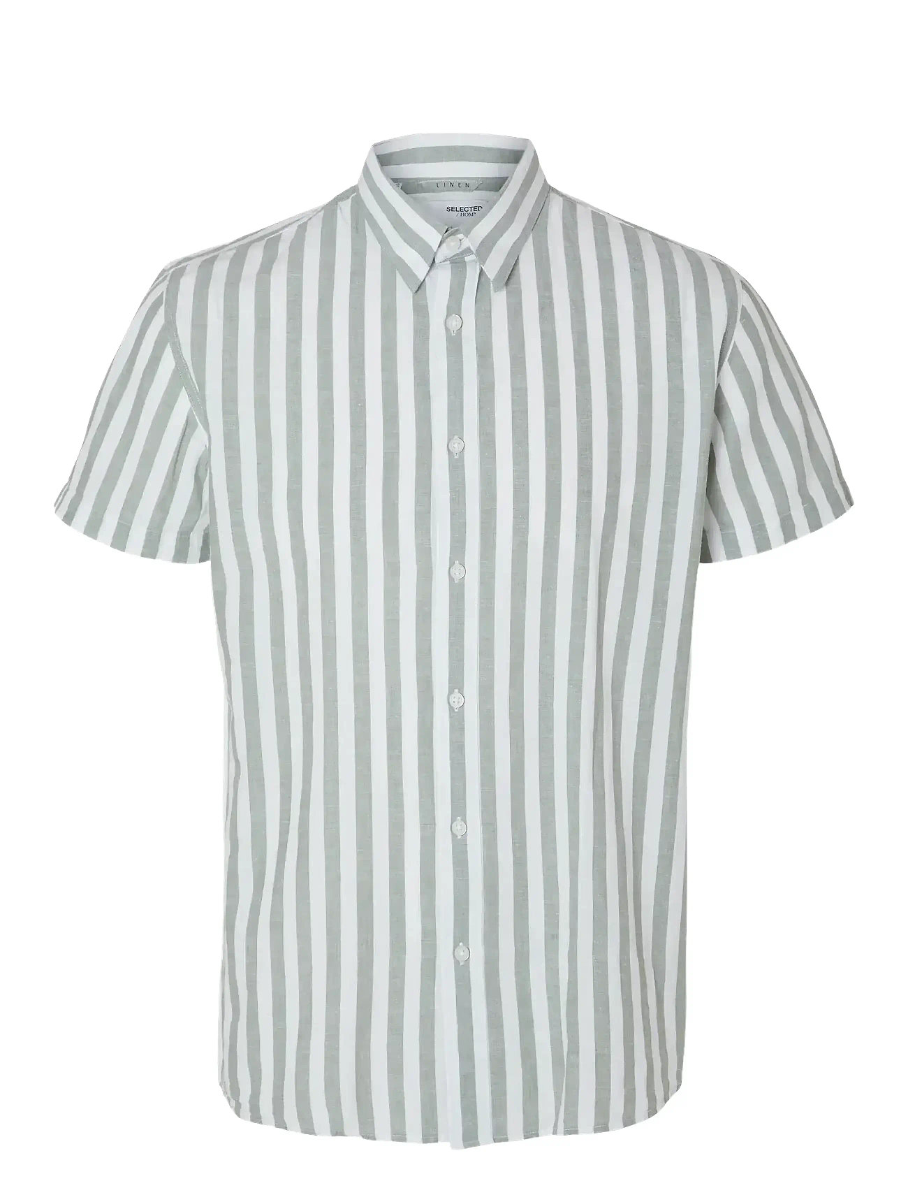 Slhregnew-Linen Shirt Ss Classic W Grey Selected Homme