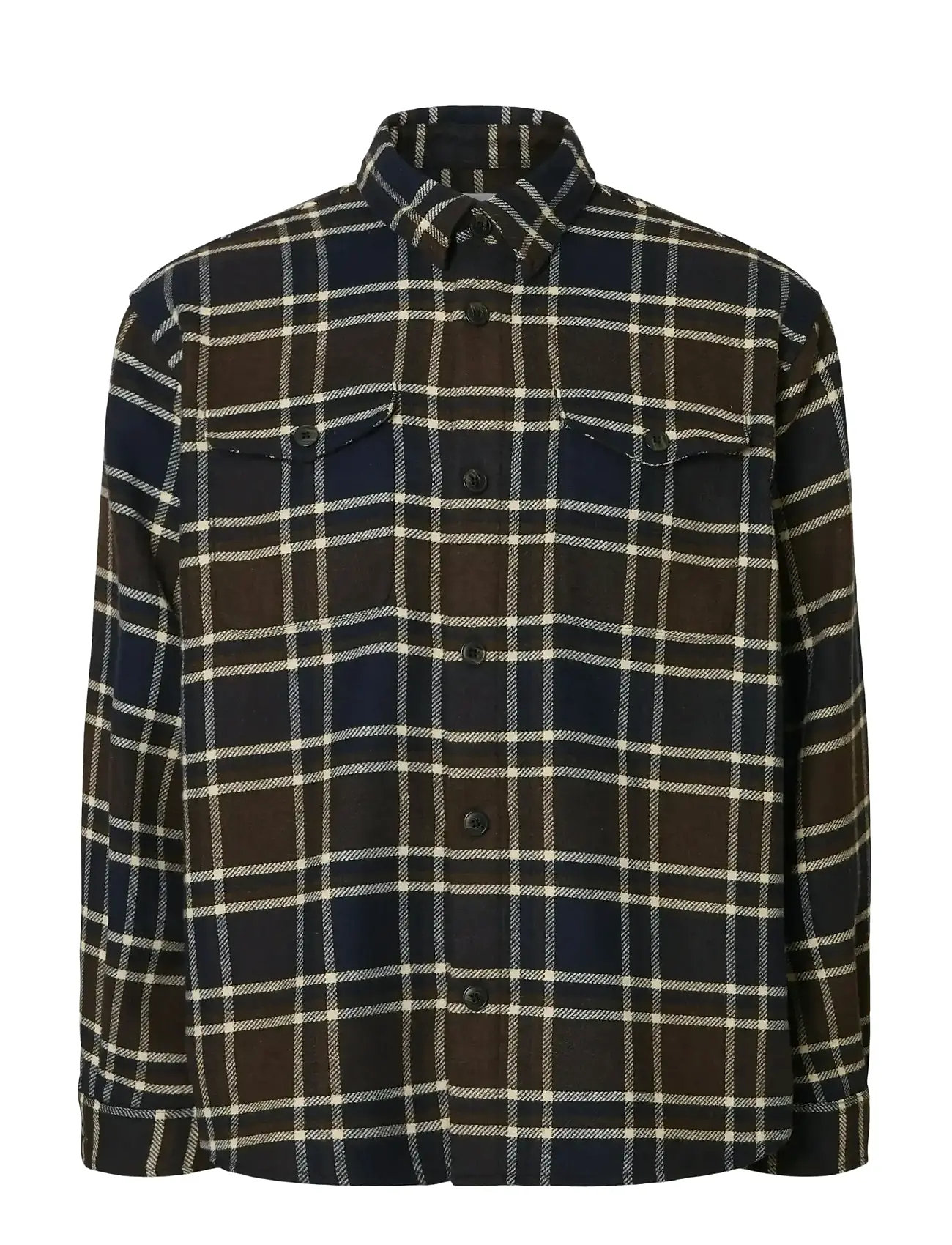 SELECTED Slhmason-Pablo Check Overshirt Navy - M - Herren