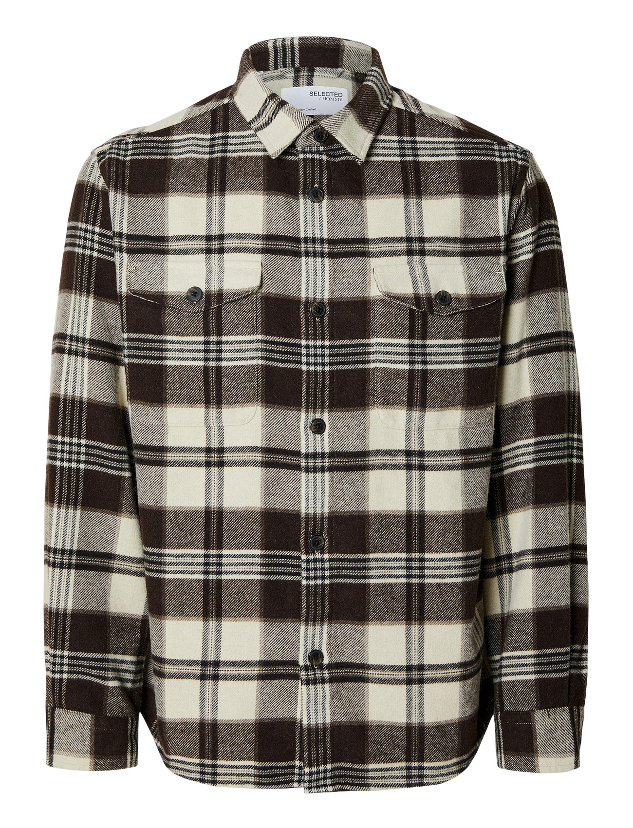 Selected Homme Slhloosepablo Ls Check Overshirt W Brun