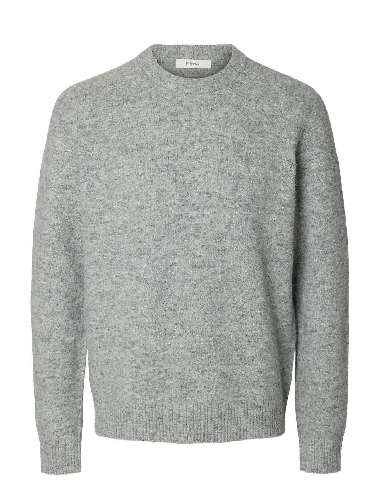 Slhrai Ls Knit Crew Neck Noos Grey Selected Homme