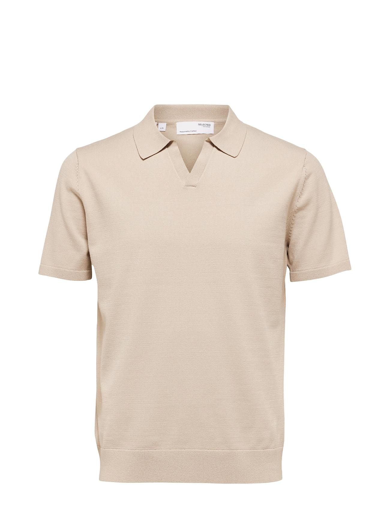 SELECTED Slhteller Ss Knit Polo Noos Grau - L - Herren