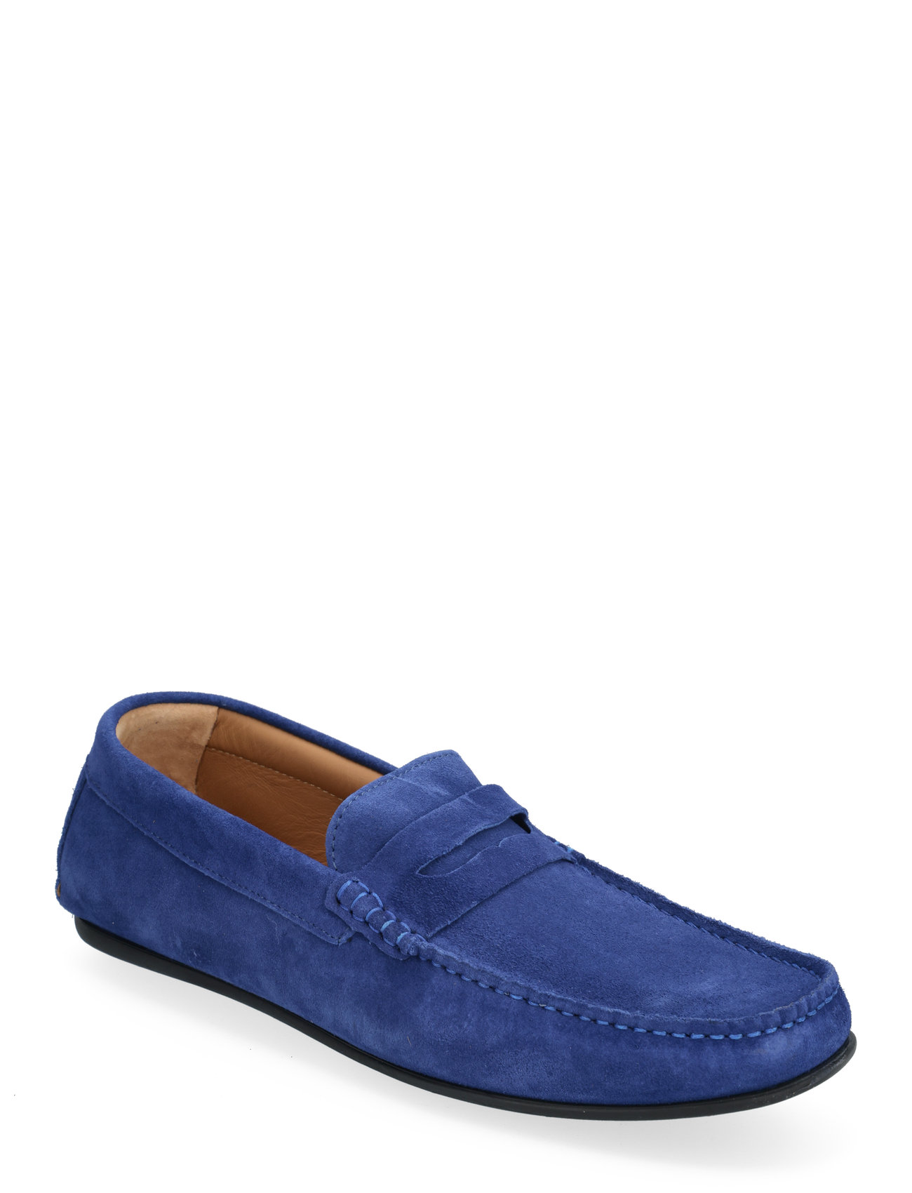 Slhsergio Suede Penny Driving Shoe B Loafers Flade Sko Blue Selected Homme