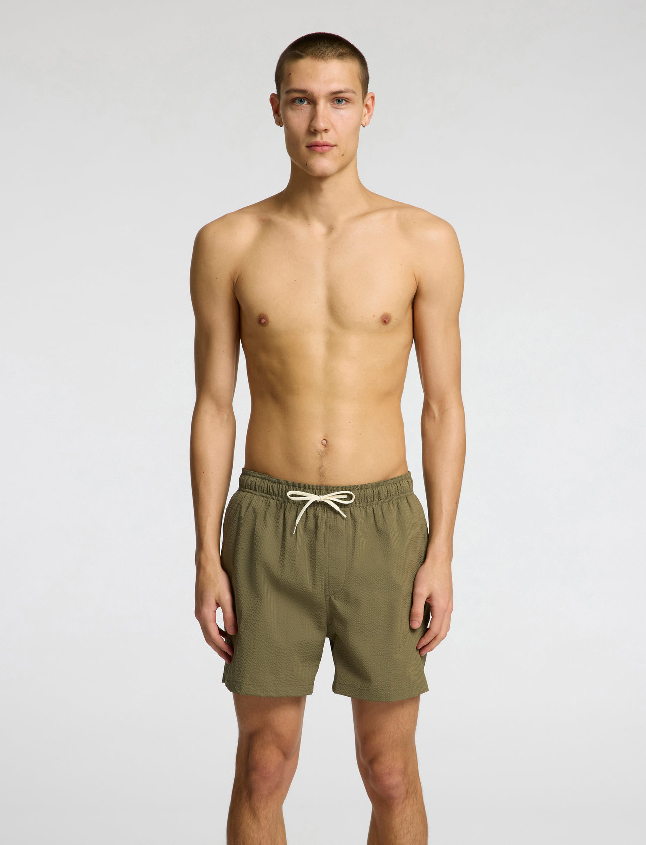 Selected Slhcooper-Seersucker Swimshorts, XXL, Green, Shorts > Afslappet, Herre