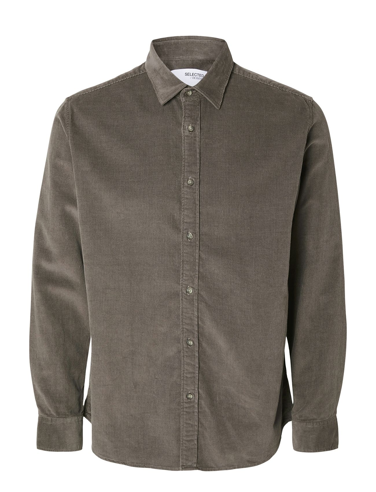 Slhregowen-Cord Shirt Ls Noos Grey Selected Homme