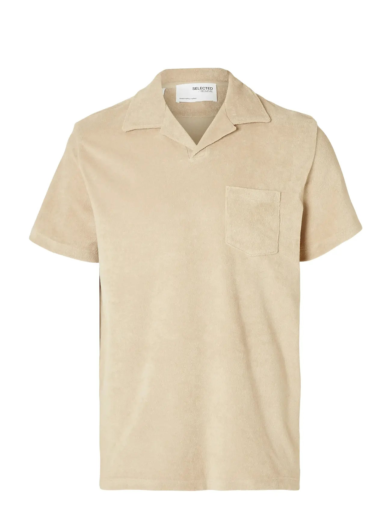 Slhrelax-Terry Ss Resort Polo Ex Beige Selected Homme