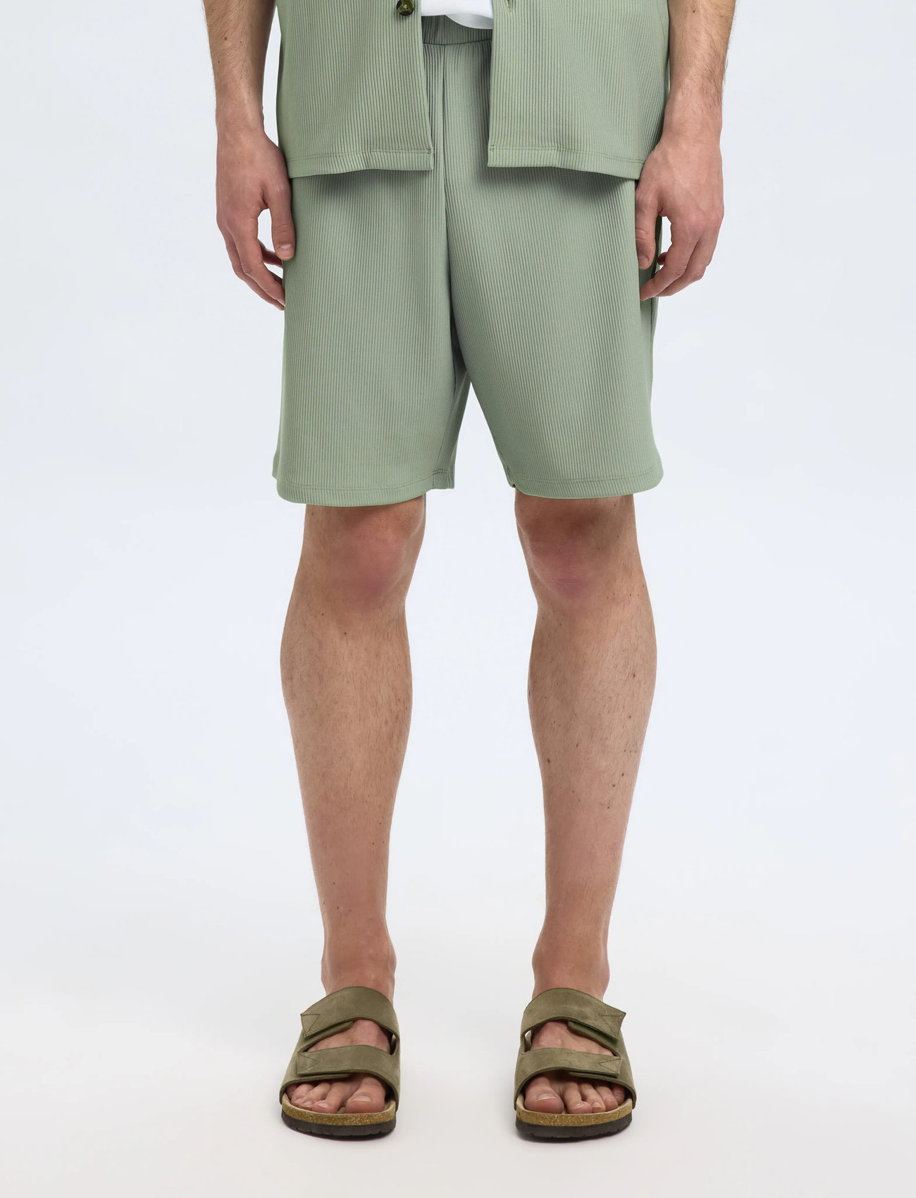Selected Slhloose-Plisse Shorts Ex, S, Green, Shorts > Chinoshorts, Herre