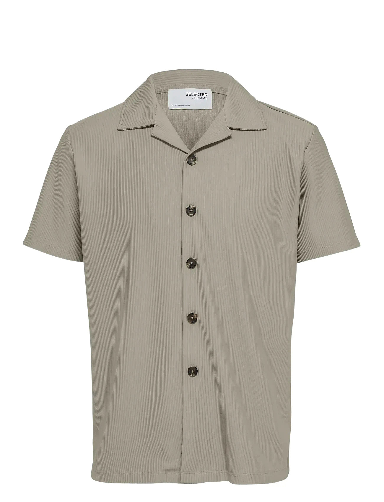 Slhloose-Plisse Resort Ss Shirt Ex Beige Selected Homme