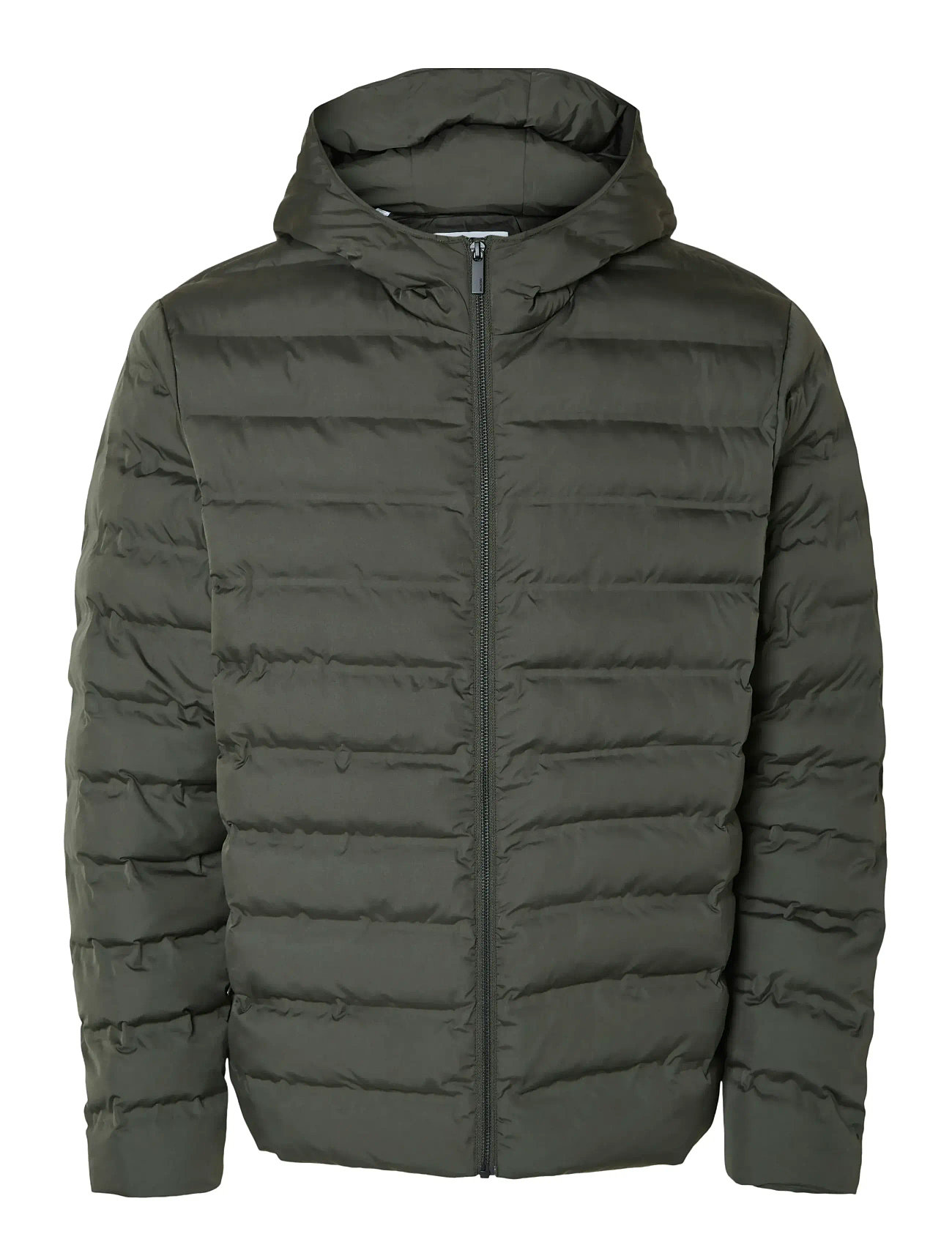 Slhbarry Quilted Hoodjacket Noos Fôret Jakke Grey Selected Homme