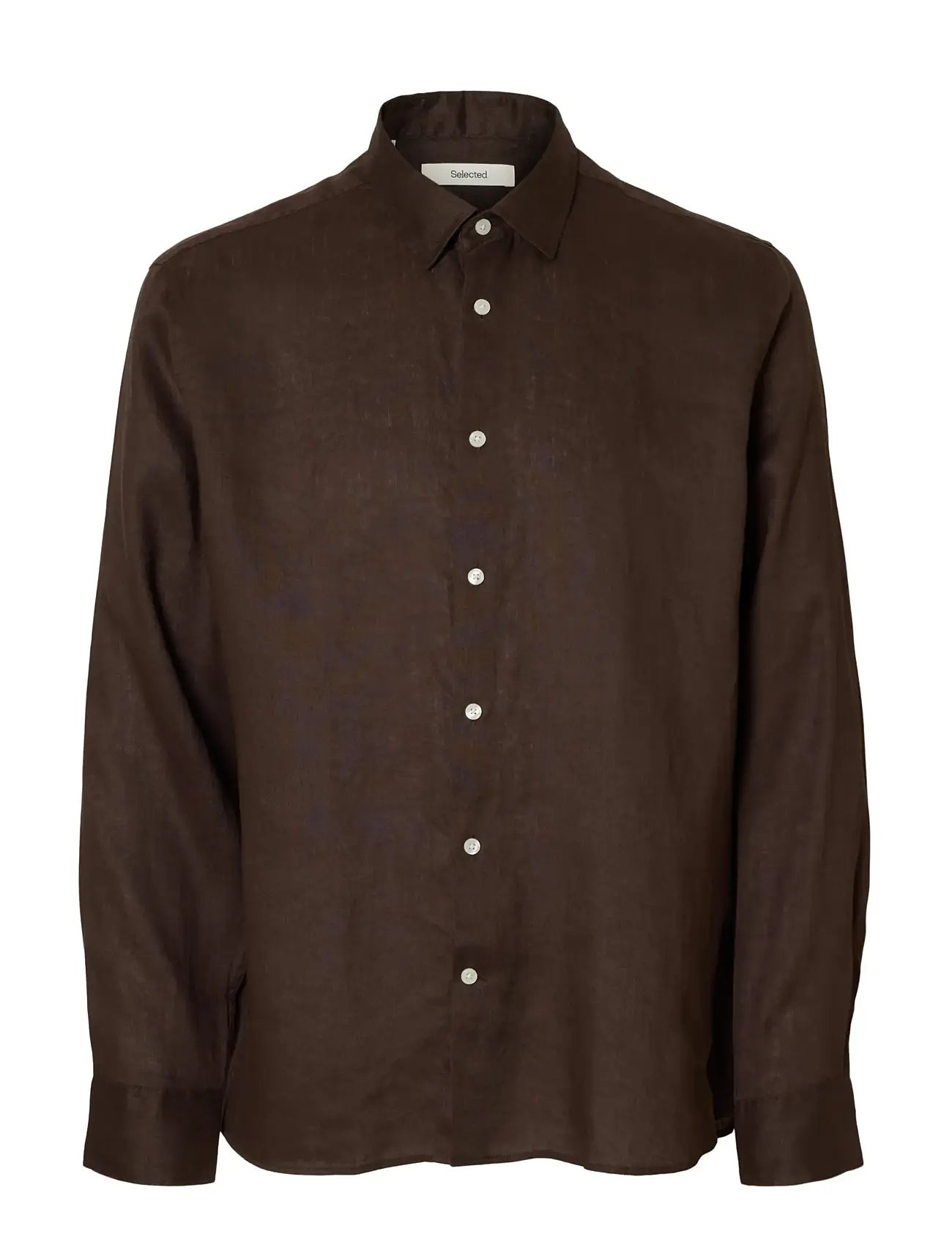 SELECTED Slmregclaus Kylian Linen Ls Shirt Noos Braun - M - Herren