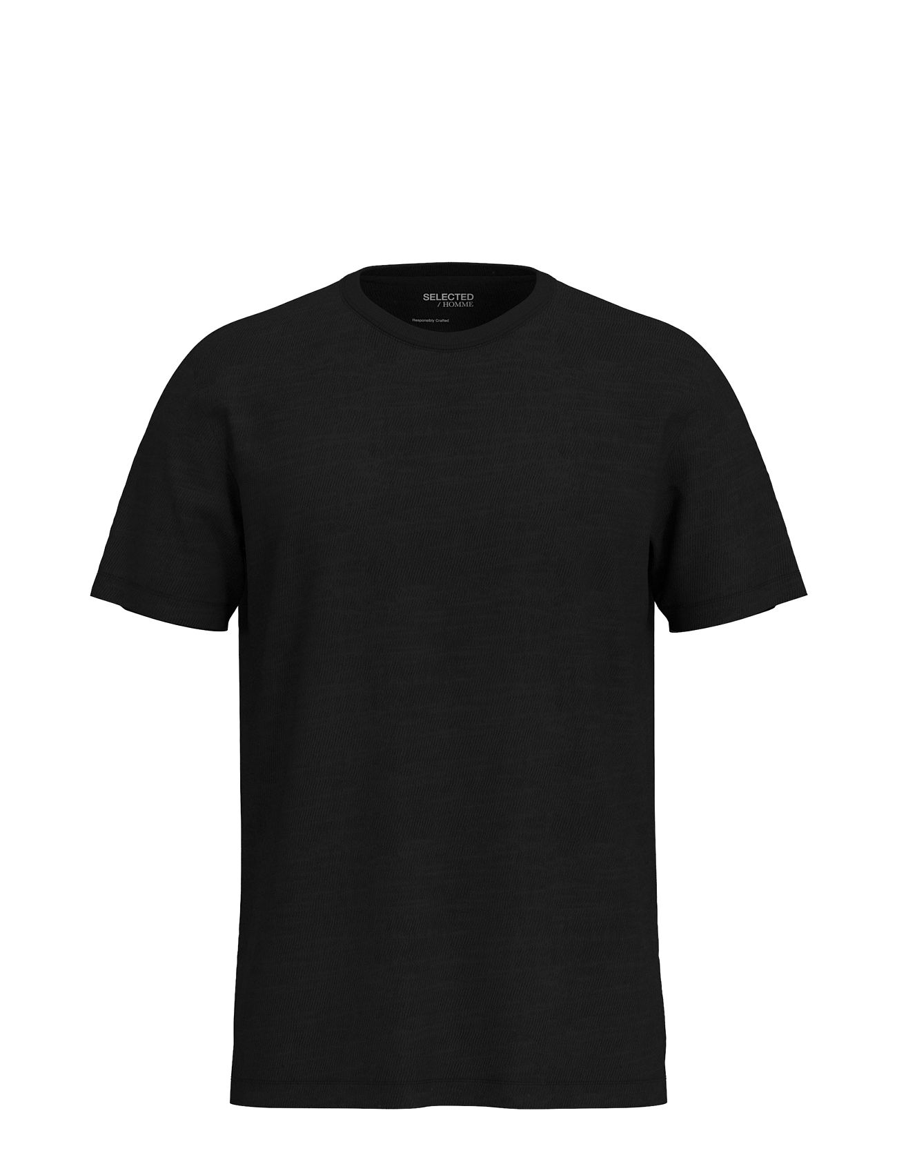 Slhaspen Slub Ss O-Neck Tee Noos Black Selected Homme