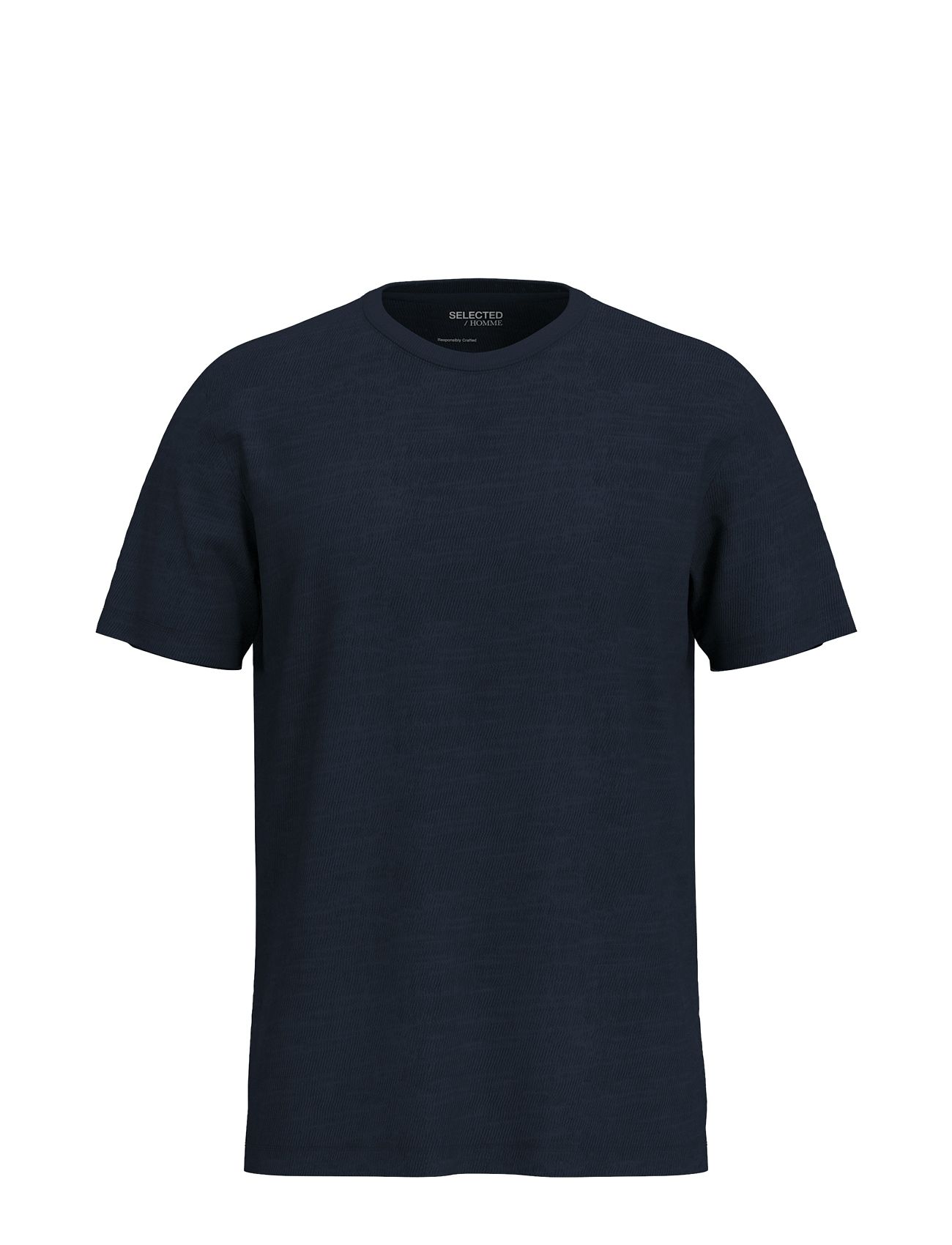 Slhaspen Slub Ss O-Neck Tee Noos Navy Selected Homme