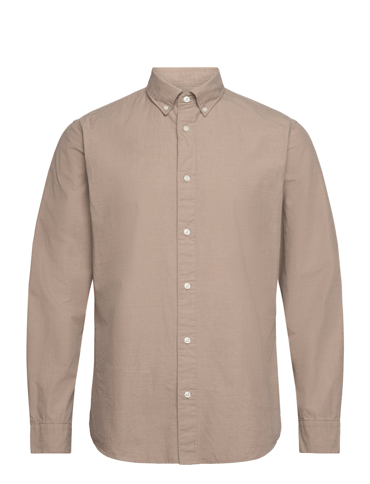 Slhslimrick-Poplin Shirt Ls Noos Beige Selected Homme