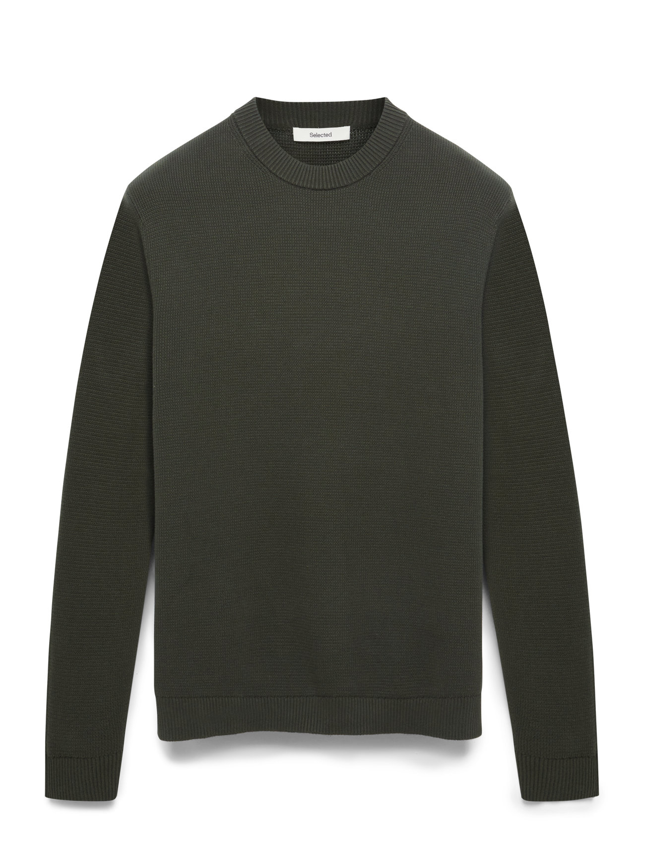 SELECTED Slmdane Ls Knit Structure Crew Neck Noos Grün - XXL - Herren