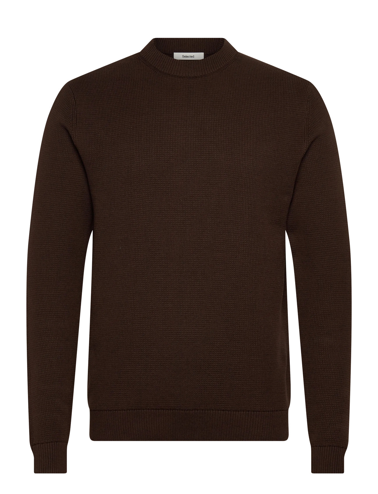 SELECTED Slmdane Ls Knit Structure Crew Neck Noos Braun - XXL - Herren
