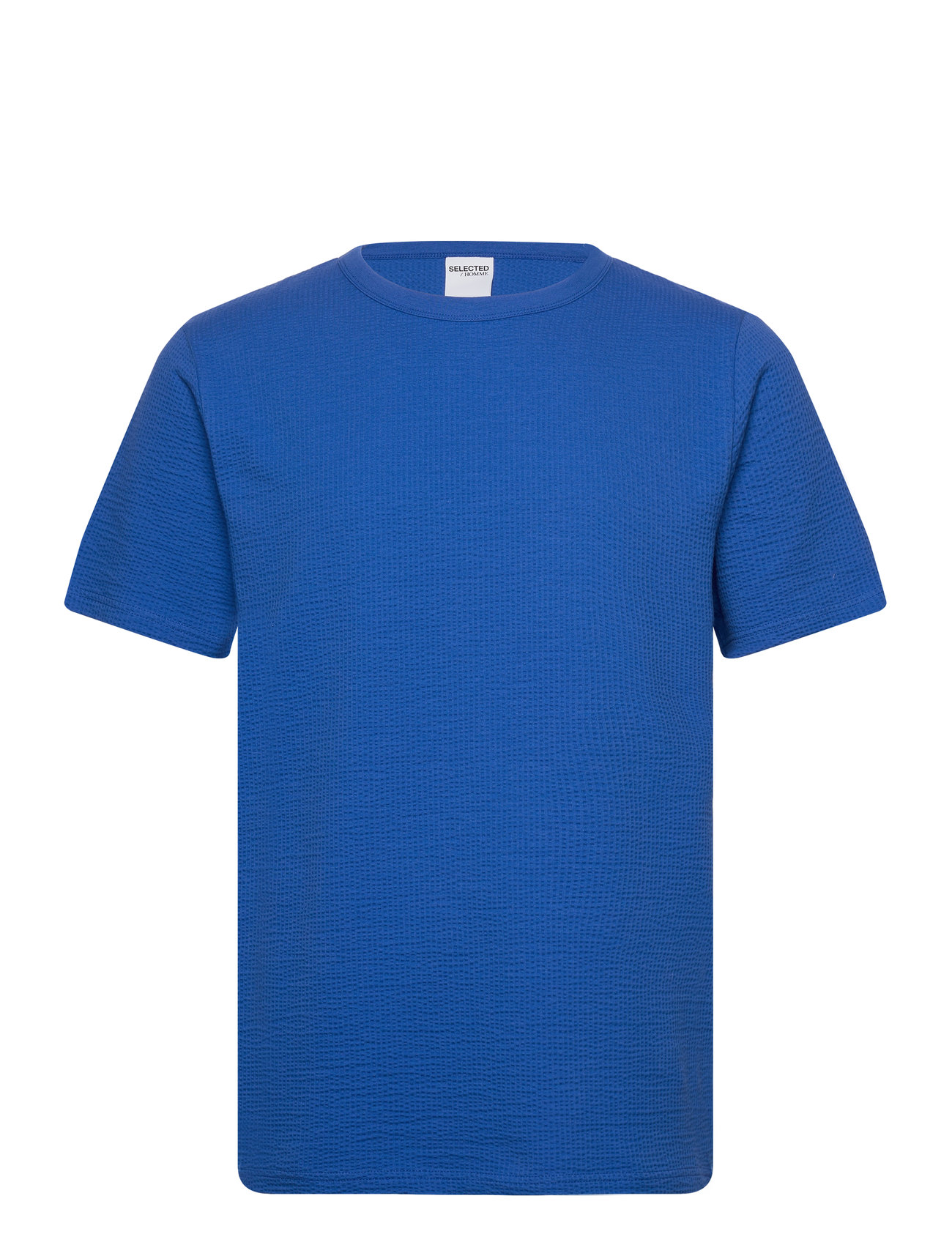 Slhsander Seersucker Ss O-Neck Tee Blue Selected Homme
