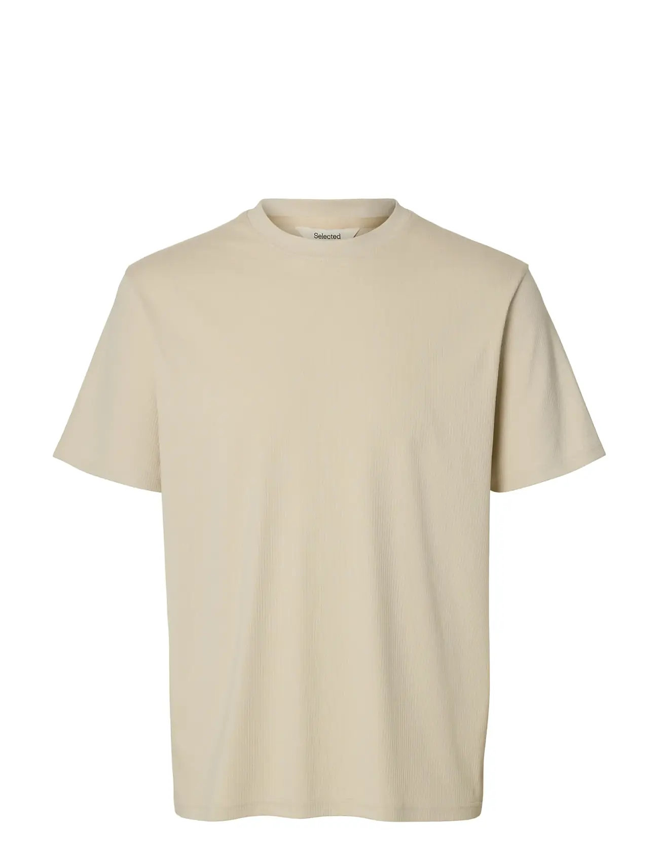 SELECTED Slhspencer Rib Ss O-Neck Tee Noos Cream - XL - Herren