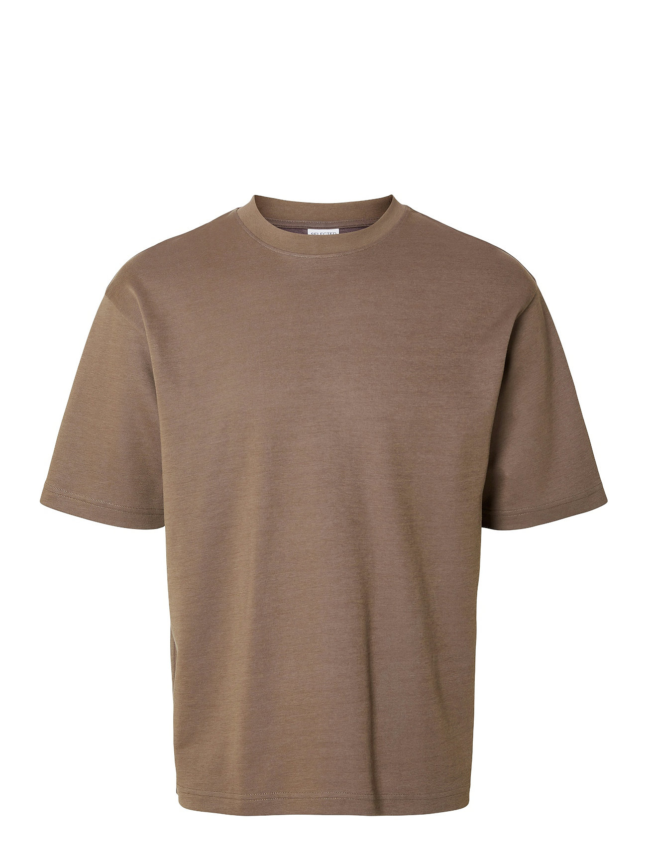 Slhlooseoscar Ss O-Neck Tee Noos Brown Selected Homme