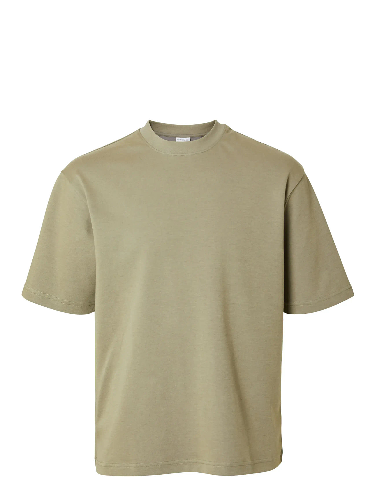 Slhlooseoscar Ss O-Neck Tee Noos Khaki Selected Homme