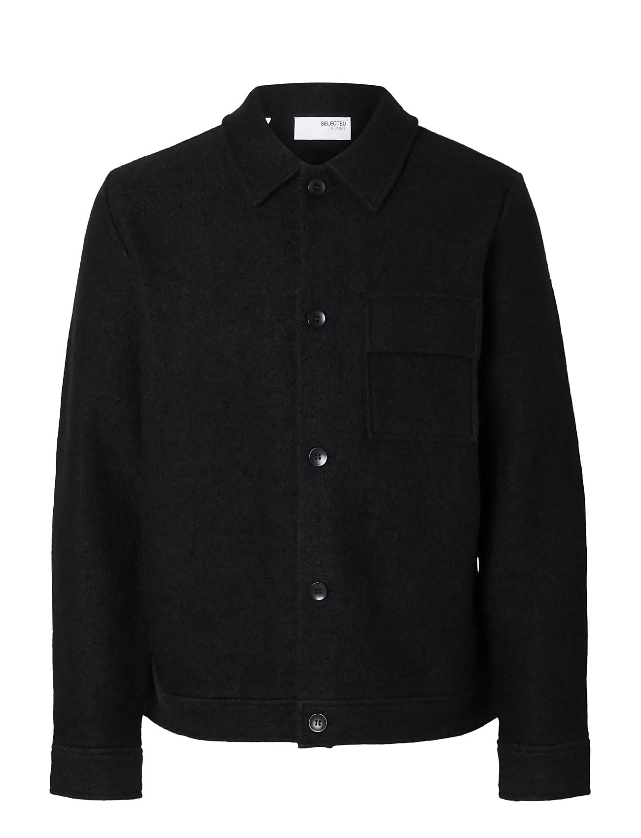 Slhnealy Ls Knit Shirt Jacket Noos Ulljakke Jakke Black Selected Homme