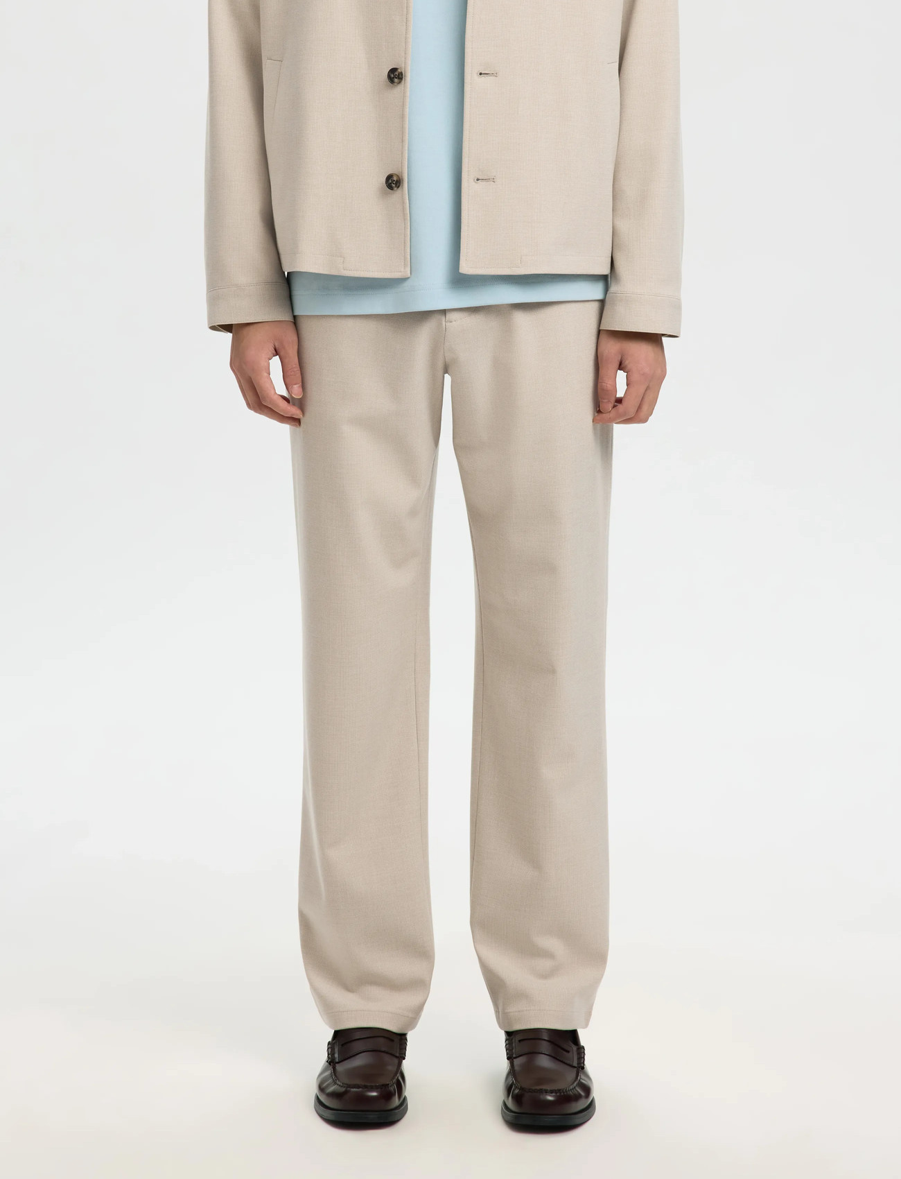 Selected Slm196-Straight Robert String Pant Noos, M, Beige, Bukser > Afslappet, Herre