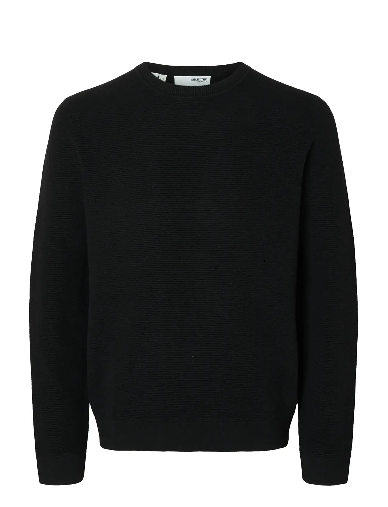 CREW-NECK S/S SWEATER / BLACK サイズ5 Selected Slhross Ls Knit Structure Crew Neck Noos