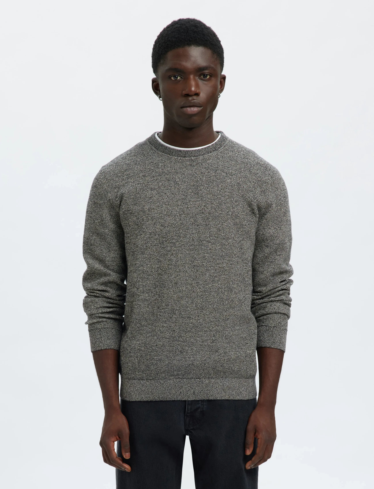 Selected Slhross Ls Knit Structure Crew Neck Noos (SEL16094385