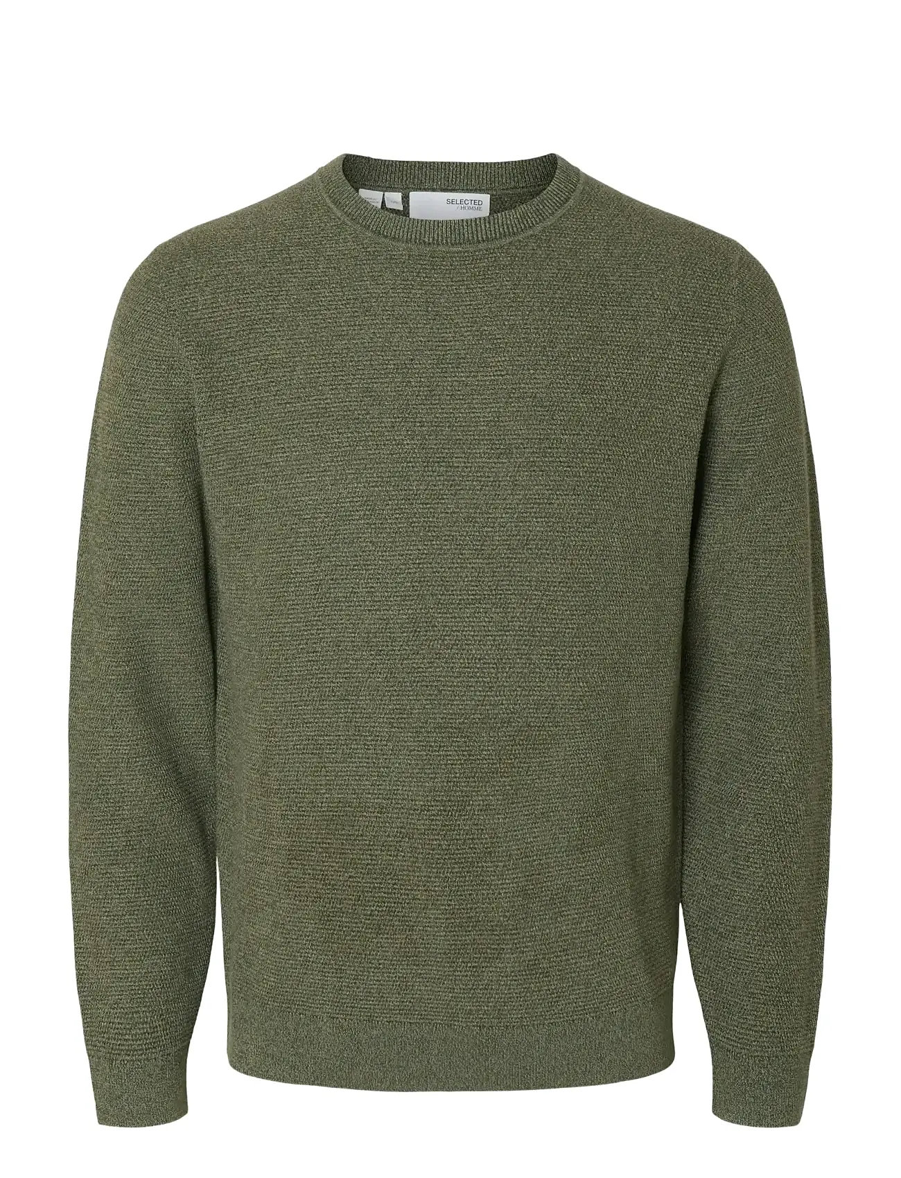 SELECTED Slhross Ls Knit Structure Crew Neck Noos Grün - XXL - Herren