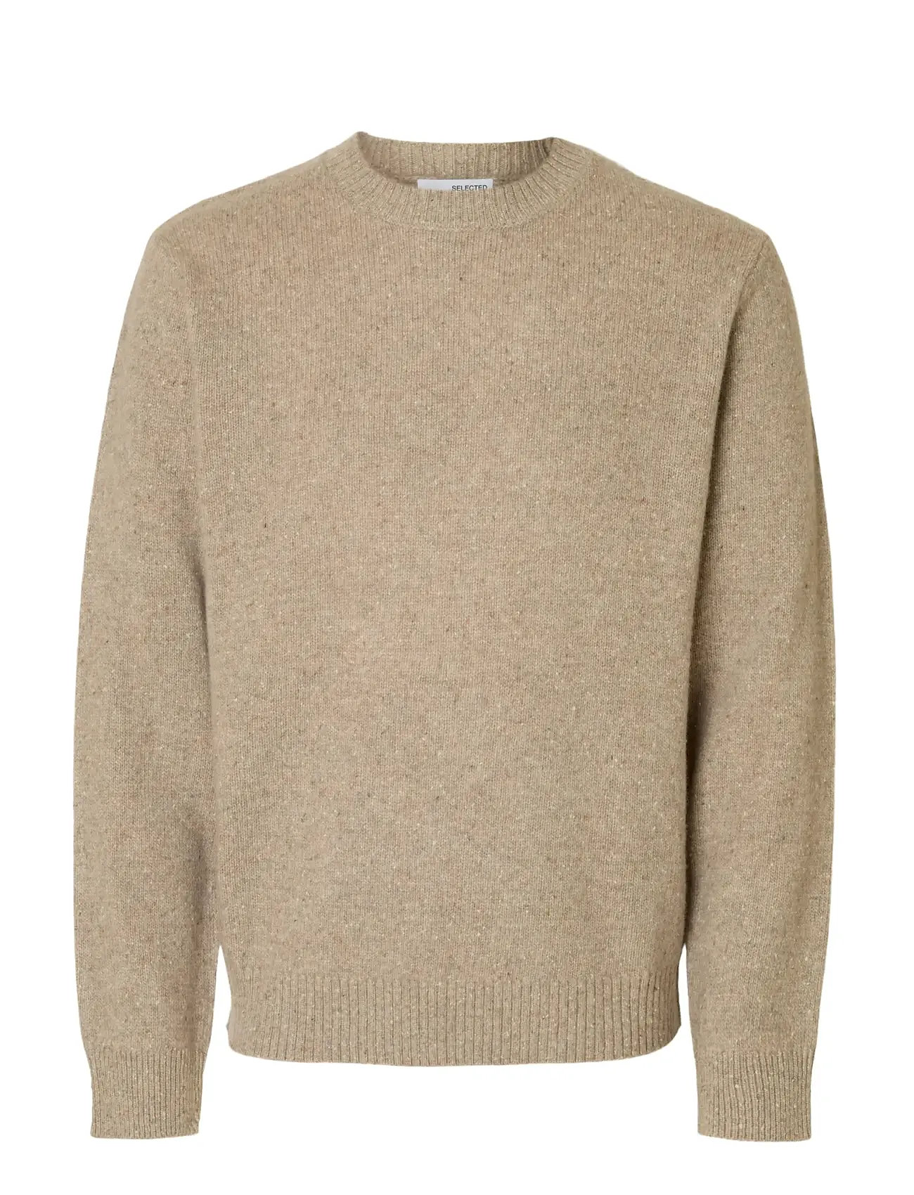 SELECTED Slmneil Ls Knit Neps Crew Neck Beige - XL - Herren