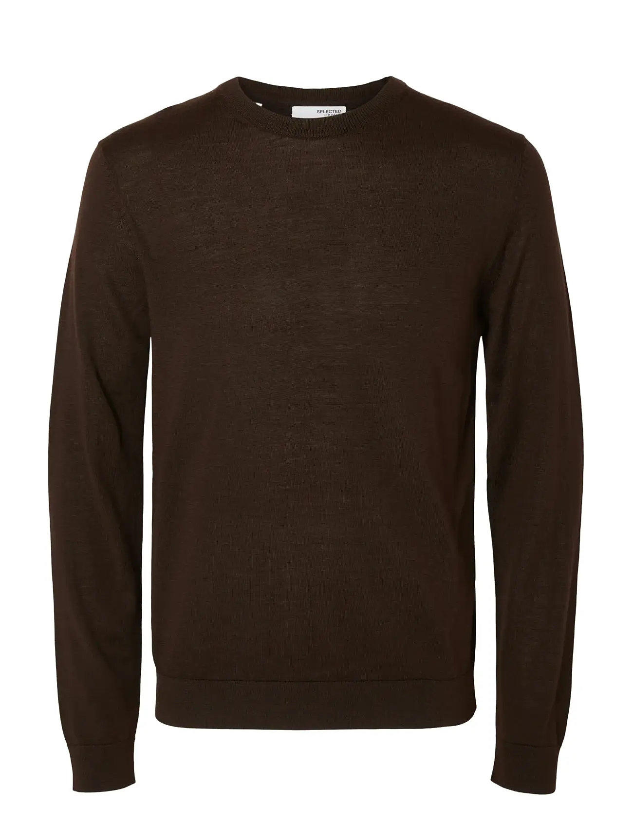 SELECTED Slhtray Ls Knit Merino Crew Neck Noos Braun - L - Herren