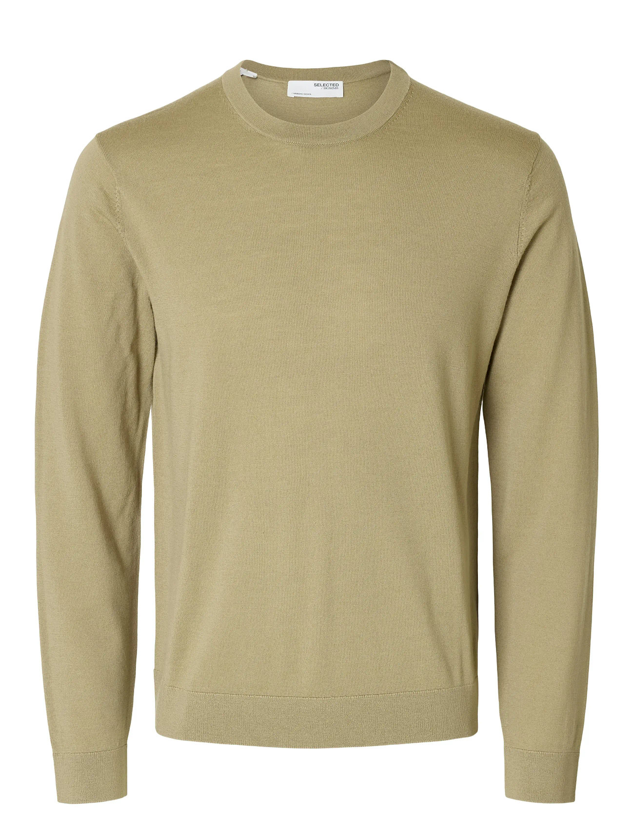 Slhtray Ls Knit Merino Crew Neck Noos Green Selected Homme 165627