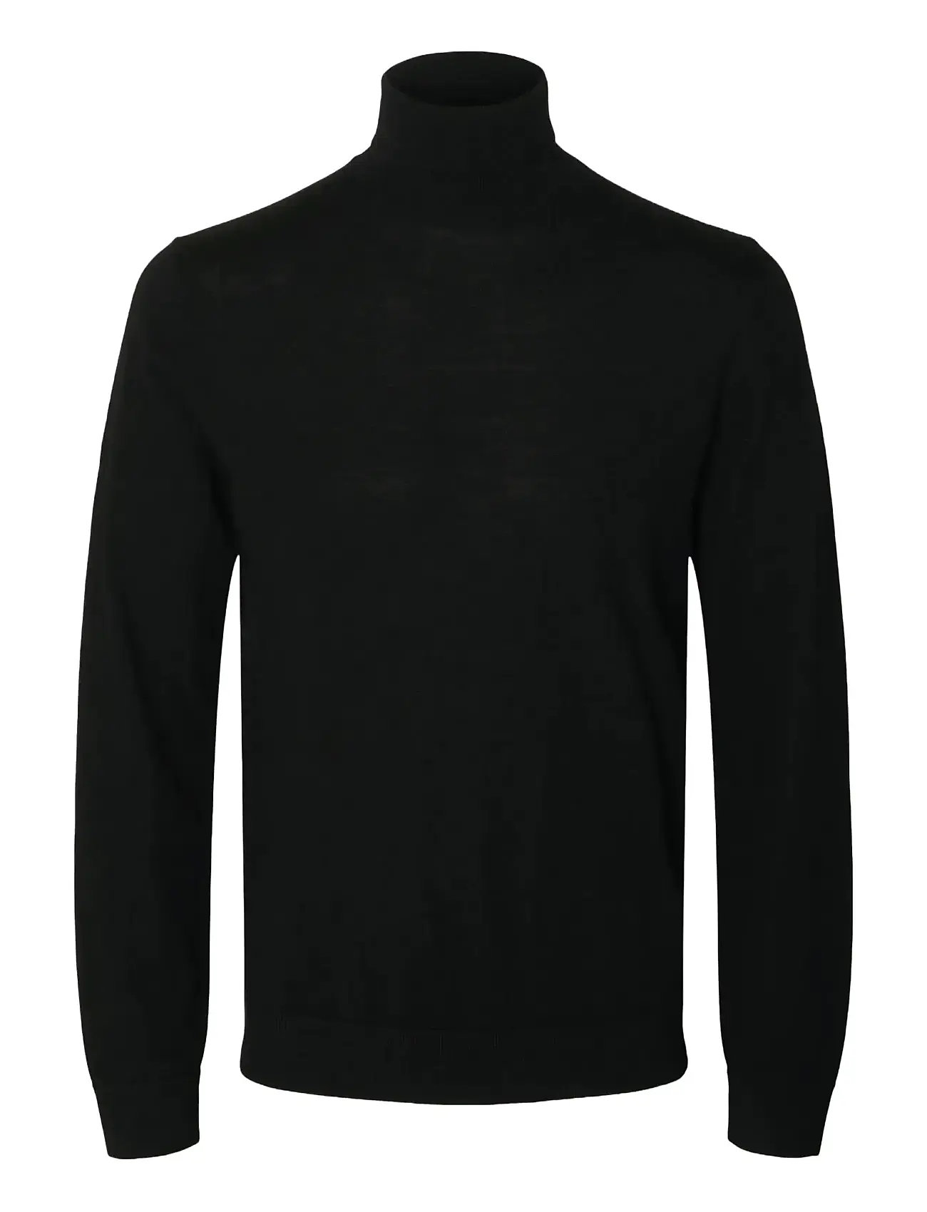 Slhtray Ls Knit Merino Roll Neck Noos Black Selected Homme