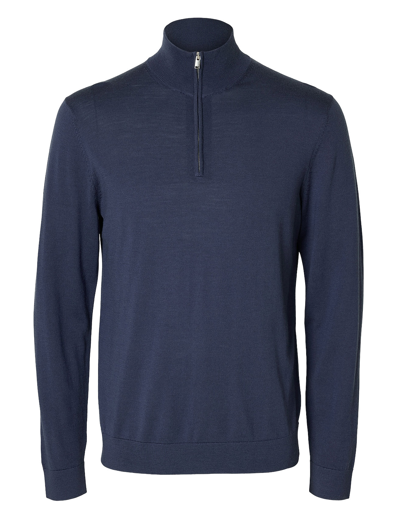 Selected Homme Slhtray Ls Knit Merino Half Zip Noos Marinblå