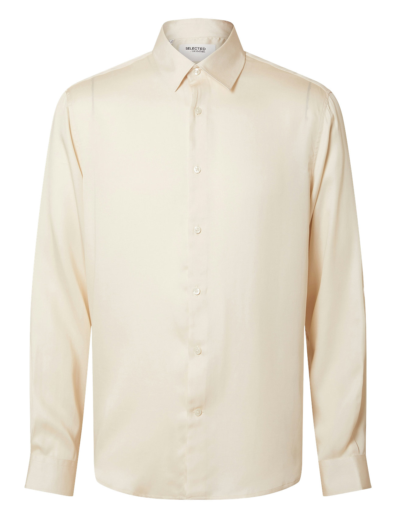 Selected Homme Slhrelaxcharlie Satin Ls Shirt Kräm