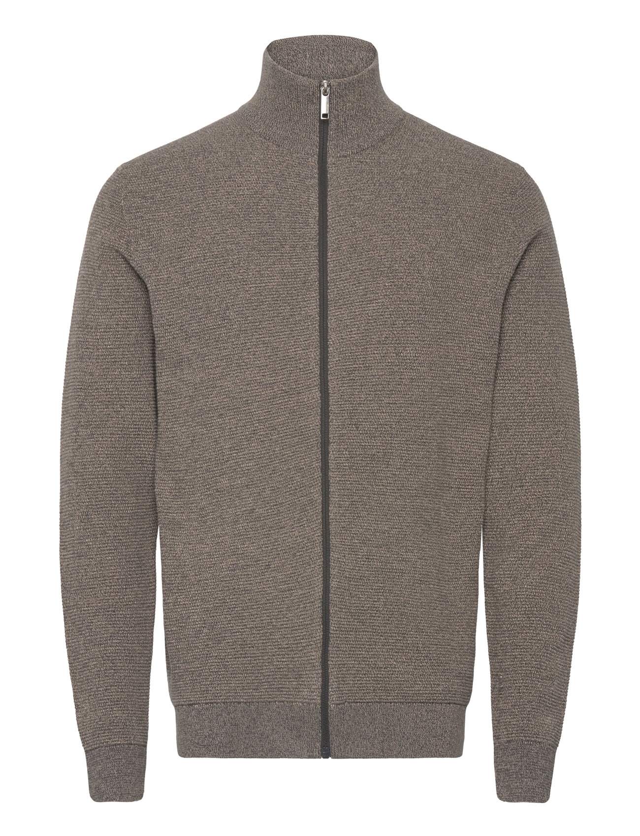 Slhross Ls Knit Structure Full Zip Noos Grey Selected Homme