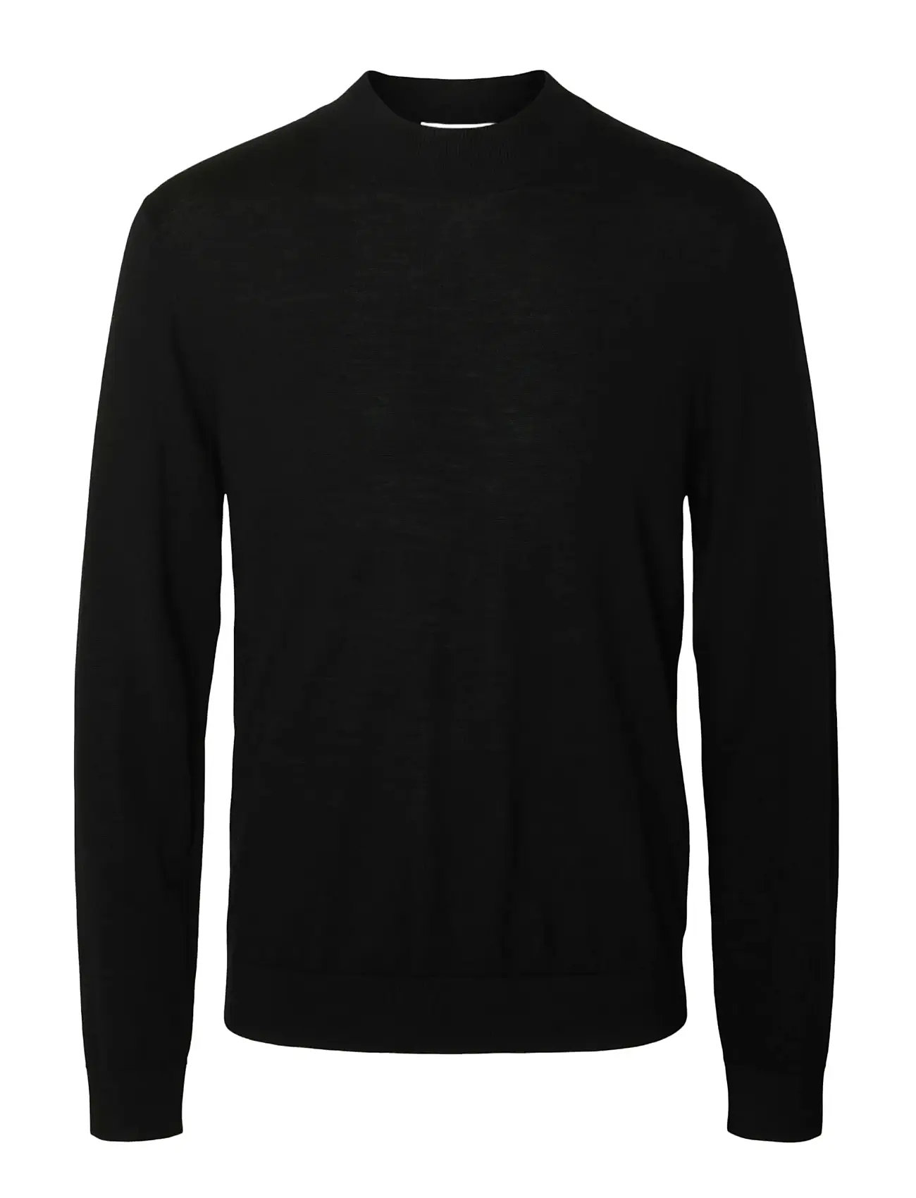 Slhtray Ls Knit Merino Mock Neck Noos Black Selected Homme