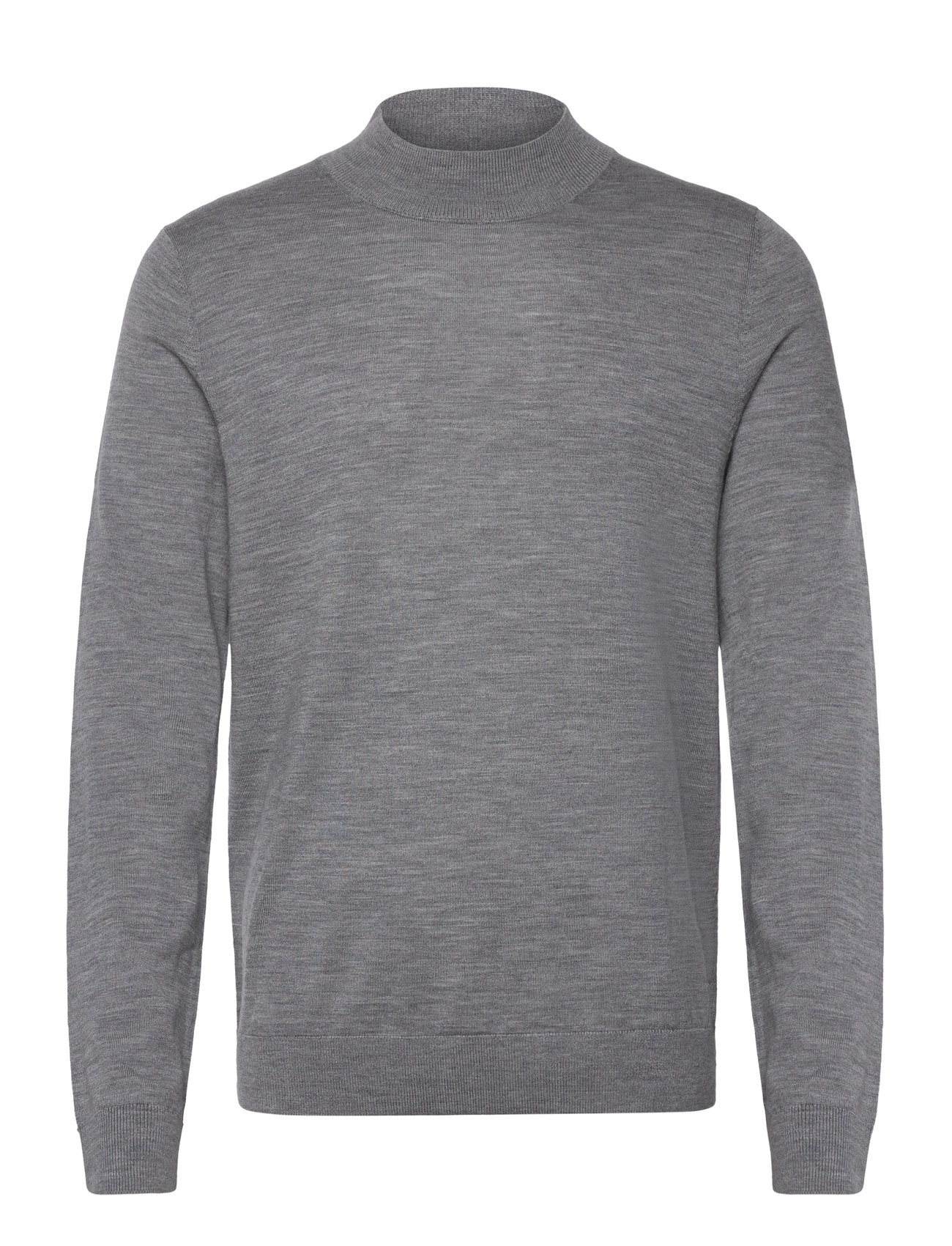 Slhtray Ls Knit Merino Mock Neck Noos Grey Selected Homme
