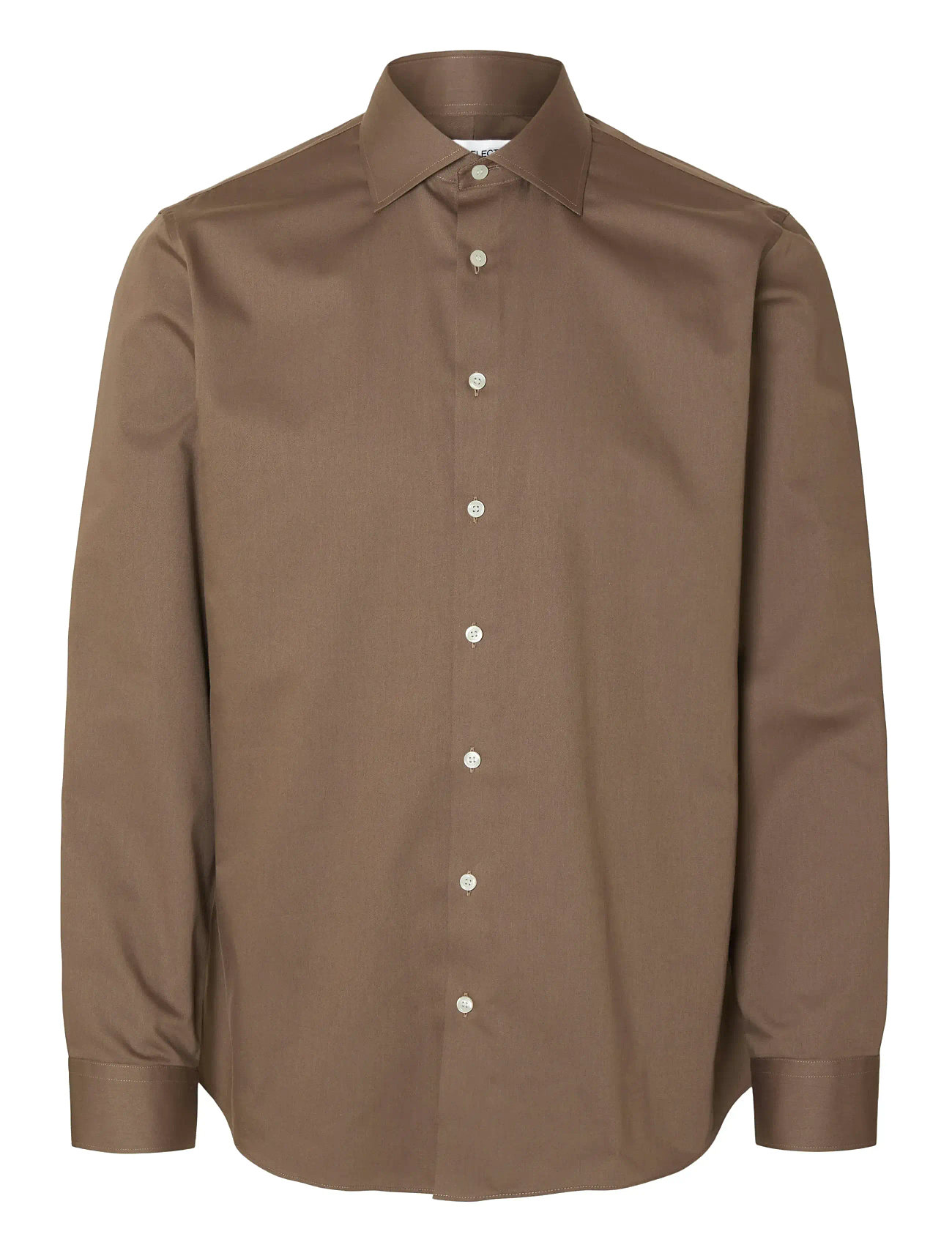 SELECTED Slhslim-Ethan Shirt Ls Spread Noos Braun - L - Herren