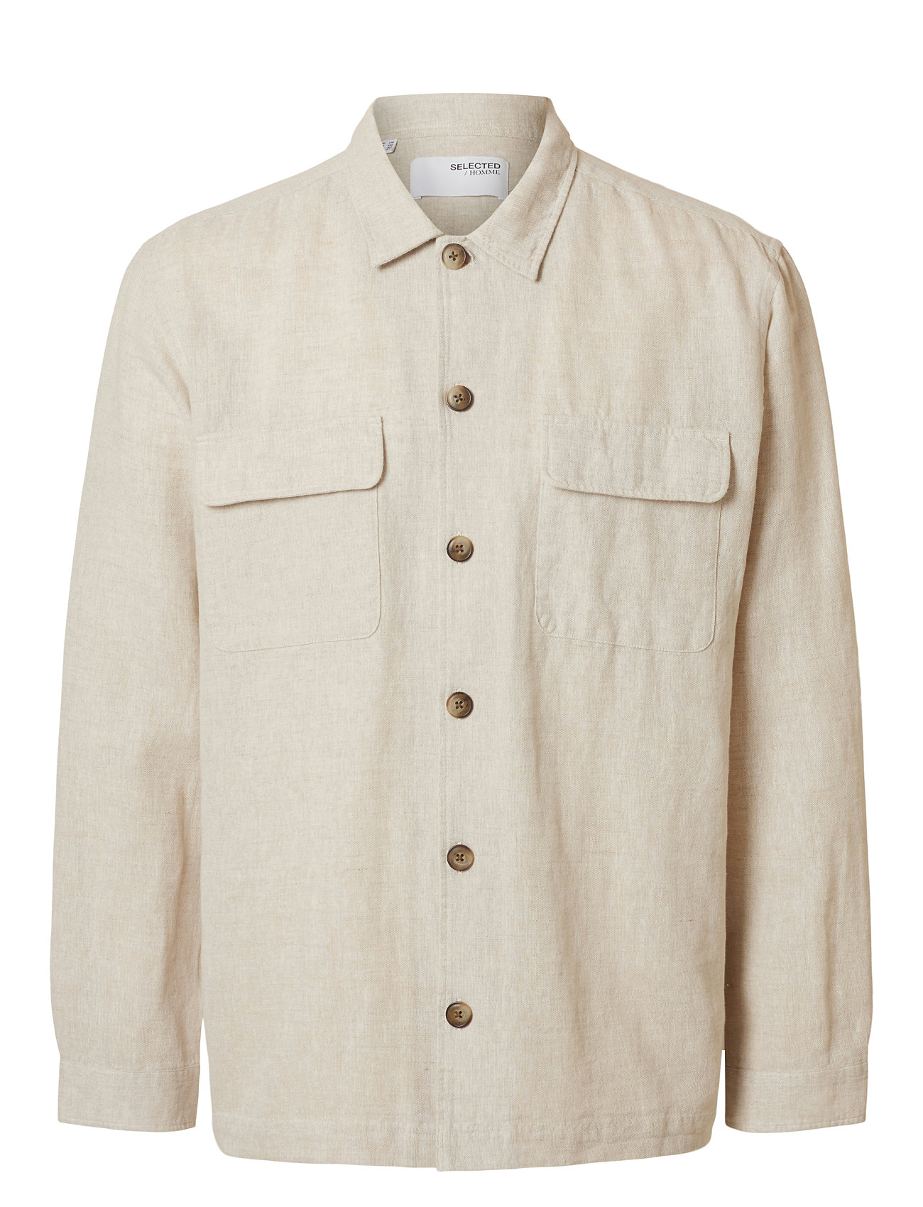 Selected Homme Slh-Leroy Linen Blend Overshirt Ls Noos Beige