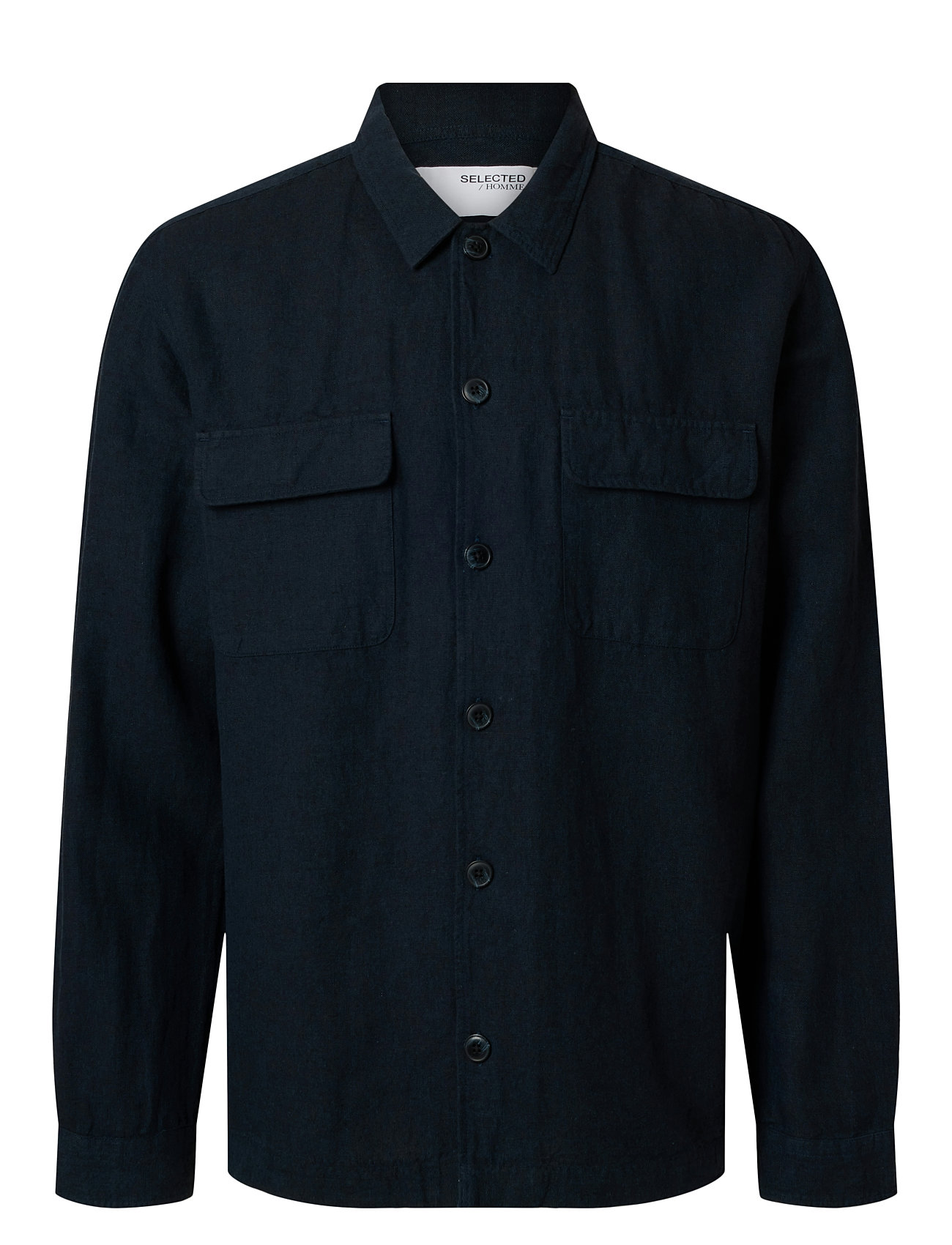 Selected Homme Slh-Leroy Linen Blend Overshirt Ls Noos Marinblå