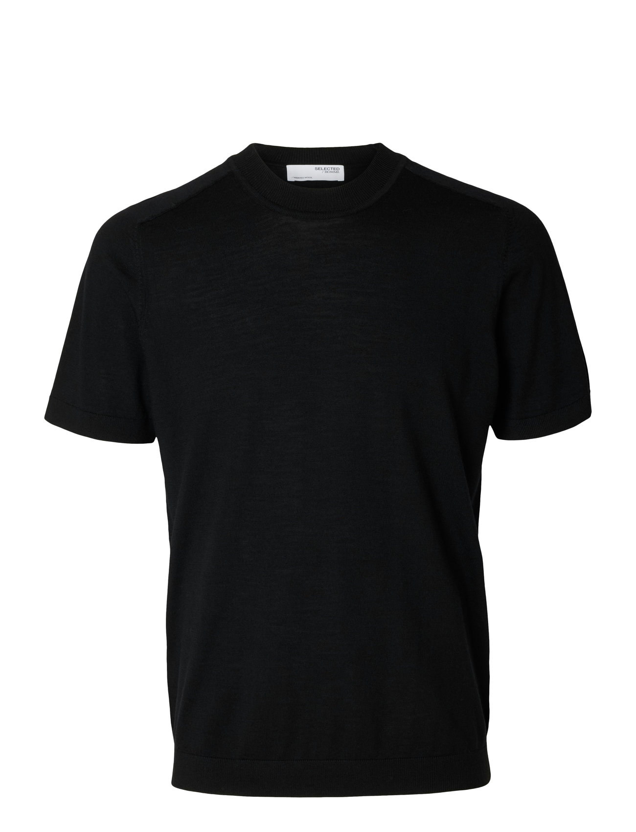 SELECTED Slhtray Ss Knit Merino Crew Neck Noos Schwarz - S - Herren