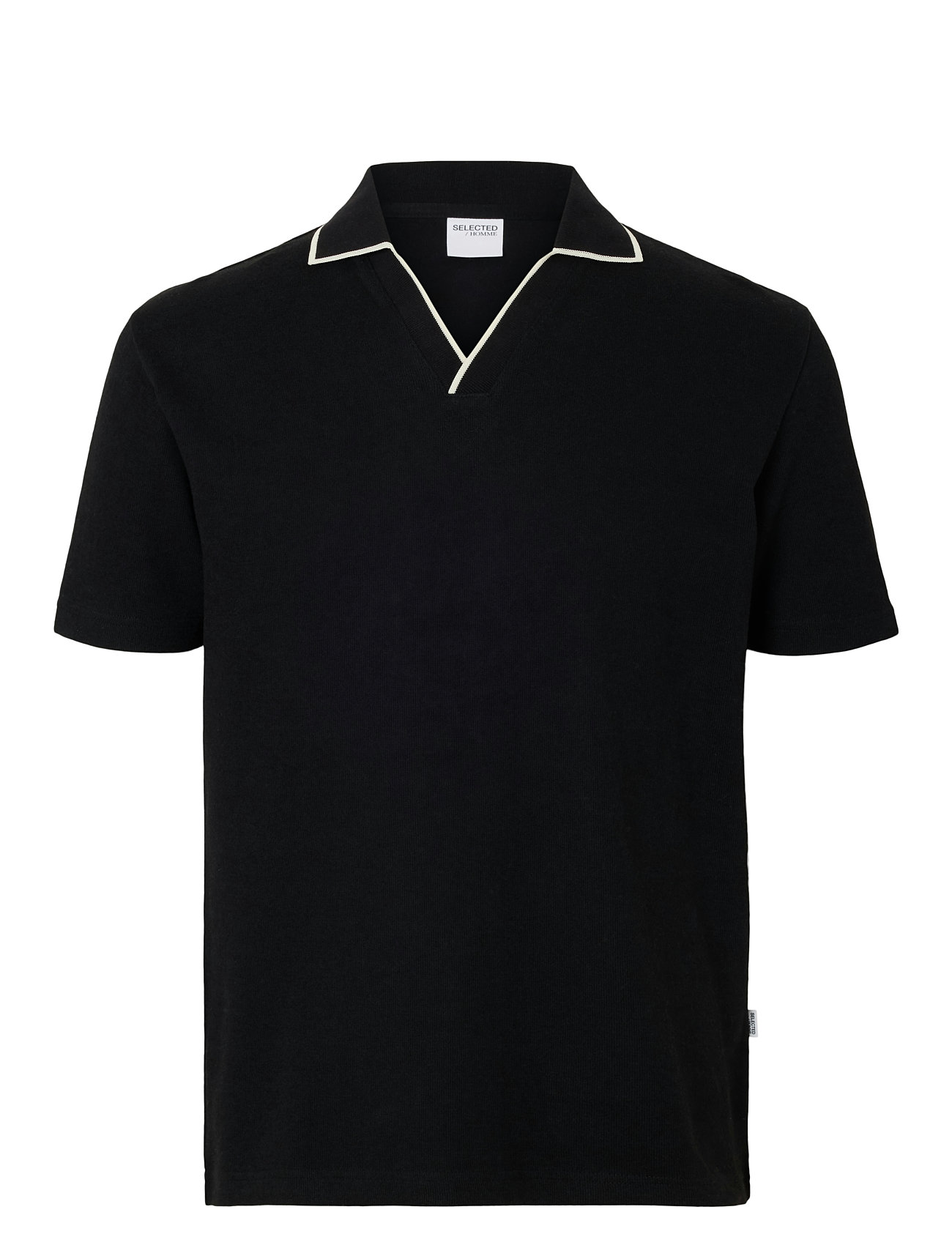 SELECTED Slhsangev Split Neck Ss Polo Schwarz - XL - Herren
