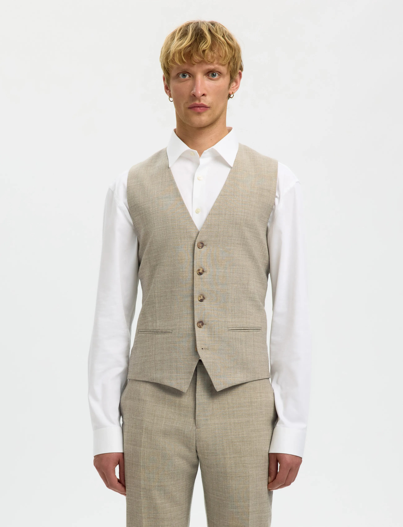 Selected Slmslim-Oasis Wct, 58, Beige, Suits & Blazere > Waistcoats, Herre