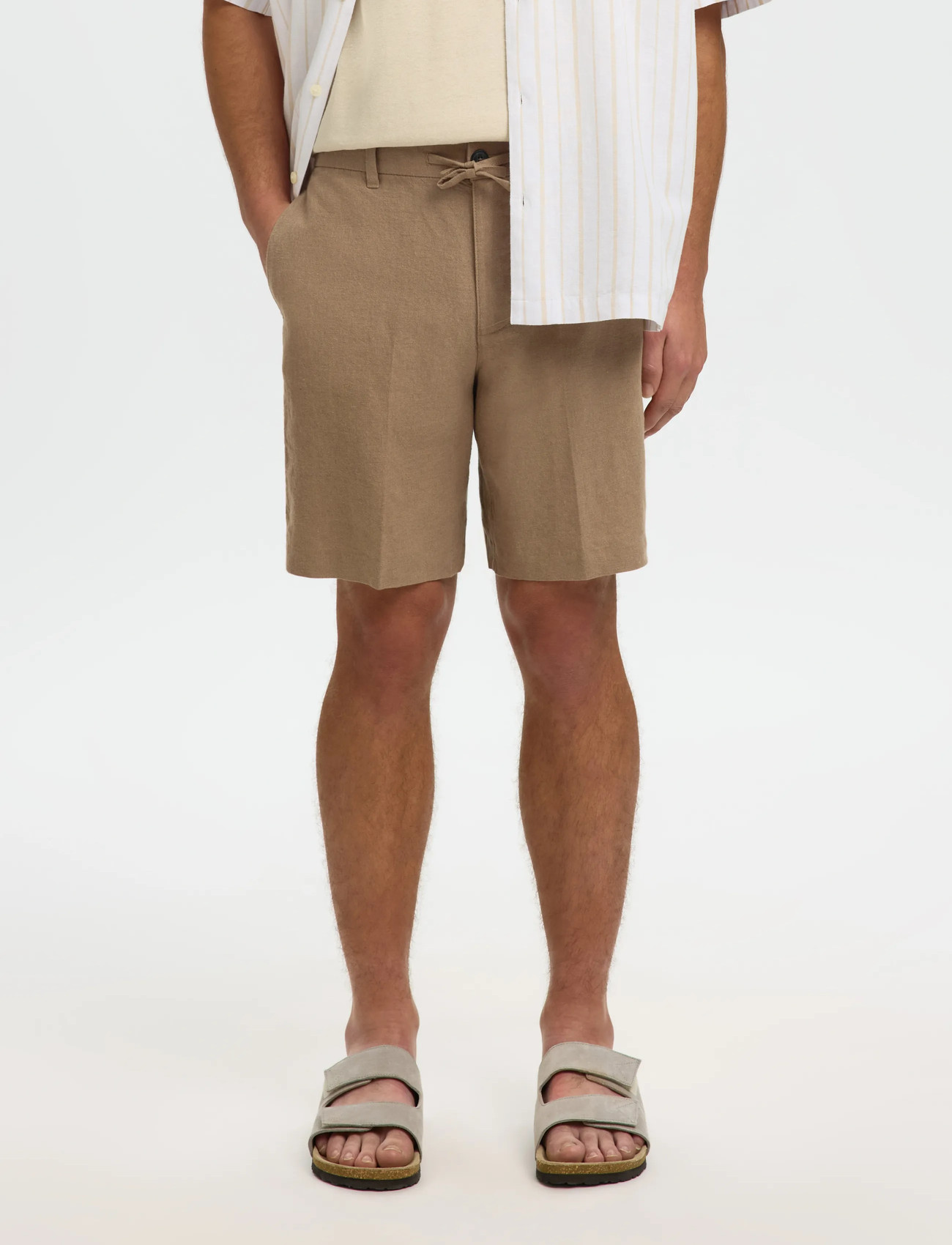 Selected Slmregular-Leroy Linen Bld Shorts Noos, XL, Brown, Shorts > Afslappet, Herre